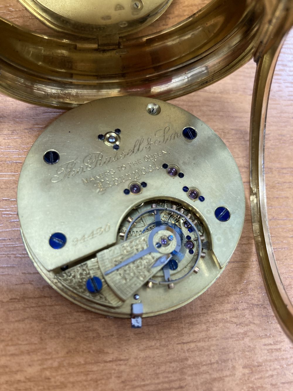 An 18ct gold open face keyless pocket watch, circa 1900, Thomas Russell & Son, No. 94430,